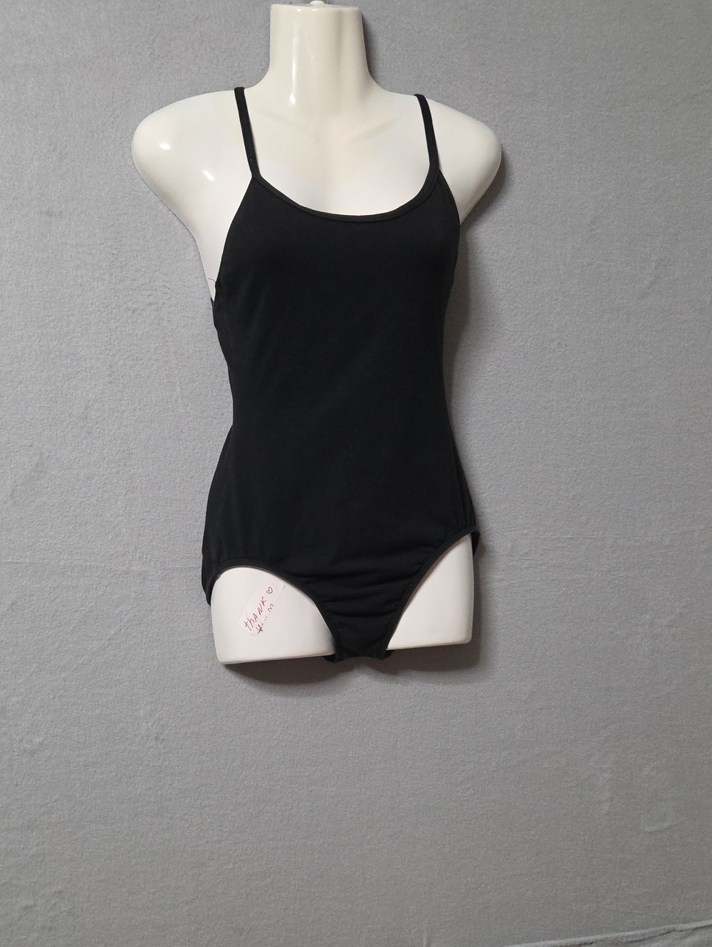 Motionwear Black Adjustable Strap Camisole Dance Leotard Size Large Adult 141.